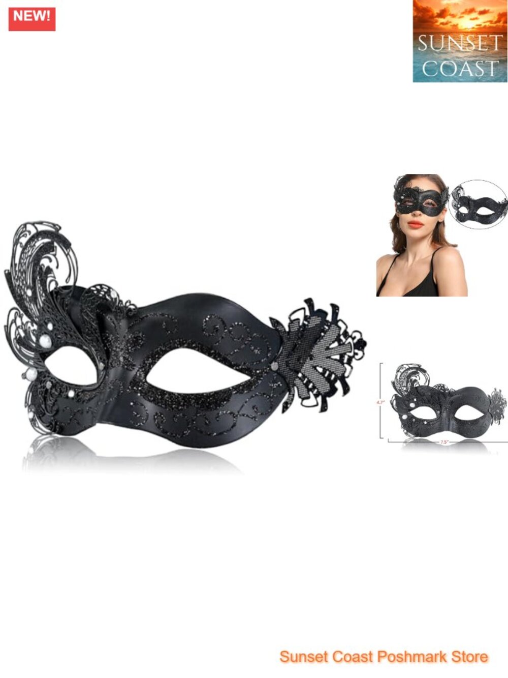 Masquerade Mask Women Peacock Metal Venetian Mardi Gras Costume Party